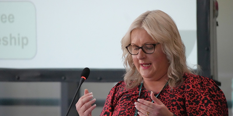 Woman delivering training